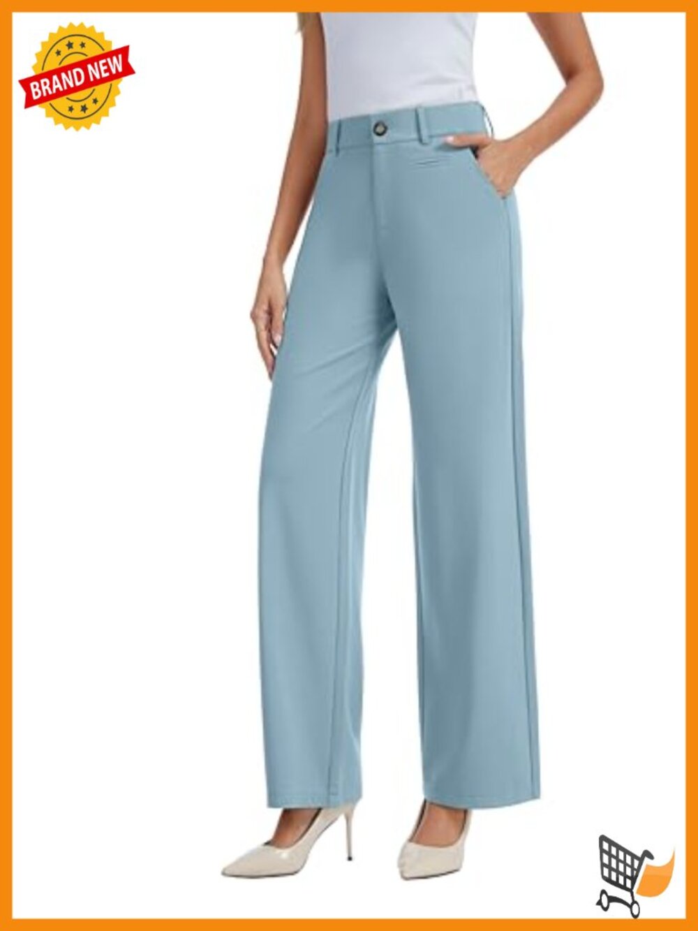 Wide Leg Dress Pants High Rise Stretch Rayon Blend Trousers